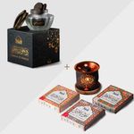 Oud Bakhoor with Burner & Dukhoon Al Khaleeji by Dukhni | Arabic Bakhoor Incense | 3 boxes of assorted scents + a 40g jar | Perfect for Prayer & Gifting | Luxurious Long-lasting Fragrances | دخني بخور