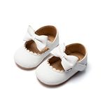 YWY Baby Girls Shoes Princess Bowknot Non-Slip Mary Jane Shoes First Walkers Shoes 12-18 Months White