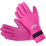 3mm Neoprene Thermal Wetsuit Gloves: Anti-slip Wet Suit Warm Glove for Outdoor Diving Swimming Sailing Snorkeling Fishing Surfing Kayaking for Men Women (Pink, XL)