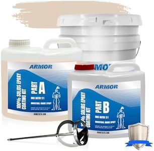 ArmorPoxy 100% Solids Epoxy with Metal Mixer and Bucket - Garage Floor Epoxy for Contractors, Workshops, Auto Shops & Garages, 1.5 Gallons - Desert Tan - Covers 200-300 SQ FT