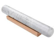 GMYIAK Marble Rolling Pin with Wooden Bracket, Marble Rolling Pin, Non-Stick Dough Rolling Pin for Bread, Pizza Dough, Crust, Pastry, Cookies (White, 11.8 inch)