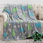 Glow in The Dark Forest Dinosaur, Throw Blanket Luminous Blanket，Fun Cozy Throw Blanket Size 60'' x 50'' Dinosaur Decor Children's Day Birthday Gifts for Teen Boys Girls