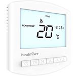 Heatmiser Slimline V4 Programmable Room Thermostat for Water Underfloor Heating and Central Heating Systems push-button controller, 7-day timer, compatible with all heating systems.