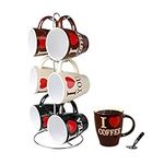 Home Basics Mug Set with Stand, 6 Piece