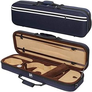 MI&VI NF-5001 Super Lightweight Sturdy Violin Travel Case 4/4 (Full Size) With Reflective Safety Strips | Hygrometer | Adjustable Shoulder Straps | Hard-Shell | High-Density Foam - MIVI Music (Blue)