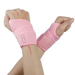 NURCOM 2 Pack Copper Wrist Brace for Carpal Tunnel, Upgraded Compression Wrist Support Brace for Day Night Support, Adjustable Wrist Wraps for Arthritis Tendonitis Pain Relief, Sport, Both Hands, Pink