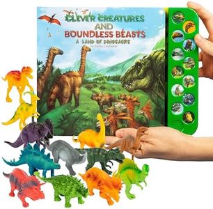 Li'l-Gen Dinosaur Toys for Kids 3-5 - Interactive Dinosaur Sound Book w/Realistic Roars & 12 Large Dinosaur Toys (7") - Interactive Set of Dino Toys for Kids 3+, Toy Dinosaurs for Toddlers (No Mat)