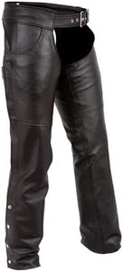 First Mfg Co - Rally - Unisex Motorcycle Biker Riding Black Leather Chaps