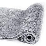 Walensee Bathroom Rug Non Slip Bath Mat for Bathroom (16 x 24, Grey) Water Absorbent Soft Microfiber Shaggy Bathroom Mat Machine Washable Bath Rug for Bathroom Thick Plush Rugs for Shower