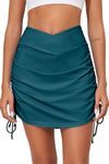Bsubseach Swim Skirt Women Bathing Suits Bikini Bottom Skort Ruffled Swimdress Blue Sapphire