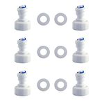 ESHIONG Hose Bib Quick Connect Adapter for RO (Reverse Osmosis) water filter,NSF Certified 3/4" Female Thread to 1/4" OD Push to Connect Plastic ro Fittings .（Pack 6）