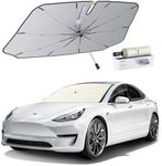 [2024 Latest] Syncwire Car Windshield Sunshade Umbrella for Tesla - Enhanced Vinyl Coating for Superior Sun and Heat Protection, Keeps Vehicle Cool and Preserves Interior, Innovative Edge Design