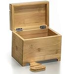 Prosumer's Choice Bamboo Recipe Box with Fold Out Phone Stand for 4x6 Inch Cards