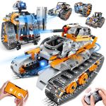 MOJINO 5 in 1 STEM Building Set with LED Light - APP & Remote Controlled Cars Building Toys Kit, RC Robot Tank Sleigh Tracked Racer 554 PCS, Toy Gifts for Kids Boys Girls Ages 6 7 8 9 10 11 12+ Year