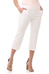 Rekucci Women's EcoCosy Comfort Classic Chic Cropped Capri Pant (8, White)