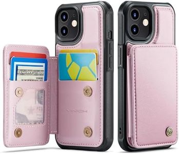 Vinich for iPhone 12/12 Pro Wallet Case with Card Holder, RFID Blocking Credit Slots Kickstand Shockproof Phone Cover for Women Men, Rose Gold