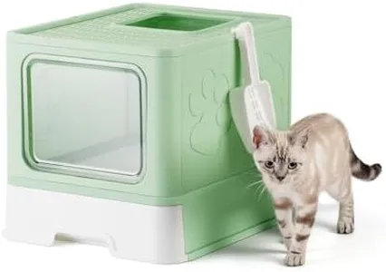 Qualasision Enclosed Cat Litter Box, Large Litter Box for Big Cats, Covered Kitty Litter Boxes with Lid, Top Entry Cat Box Enclosure with Scoop, Odor Control, Easy to Clean(Green)