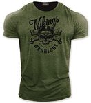 bebak Mens Gym T Shirt Viking Warrior Gym Clothes for Men Arnold Bodybuilding T Shirt | Ideal for MMA Strongman Crossfit (UK, Alpha, XL, Regular,Heather Military Green)