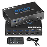 USB KVM Switch 4K@60Hz 4 in 1 Out with Hotkey, HDMI SPDIF and Stereo Extractor with 4 USB 3.0 / USB 3.1 Hub, Share 1 Set of Keyboard Mouse Printer, IR Remote Ext for Windows,Linux,Unix and Mac etc.