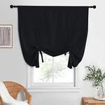 NICETOWN Blackout Curtain for Windows - Thermal Tie Shade for Halloween Decoration Length Adjustable Balloon Blind for Kitchen, 52 inches x 63 inches, Black, 1 Panel