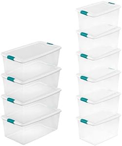Sterilite 4 and 6 Pack Latching Storage Bins, Plastic Organizing Lidded Totes, 106 Qt and 64 Qt