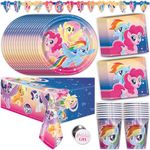 My Little Pony Party Supplies, My Little Pony Birthday Party Supplies and Decorations for 16 Guests with Banner, Tablecover, Plates, Cups, Napkins