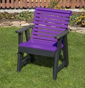 ECOMMERSIFY INC Bright Purple-Poly Lumber ROLL Back Poly Resin 2 FEET Patio Garden Chair Heavy Duty Everlasting PolyTuf HDPE - Made in USA - Amish Crafted