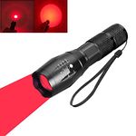 BESTSUN Red Light LED Torch, Red Tactical Hunting Flashlight Signal Torches Zoomable Adjustable Focus 1 Mode for Night Vision Astronomy Fishing Aviation (Red Beam)