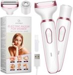 Electric Razor - Shaver - Trimer for Women: 2 in 1 Painless Body Razors and Facial Hair Remover - Rechargeable Hair Removal Kit for Face Body Leg Bikini Underarm Arm.