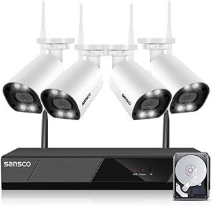 [2-Way Audio, Color Night Vision] SANSCO Wireless Security Camera Systems, 10CH NVR CCTV System 1TB HDD, 4x 3MP Bullet Outdoor WiFi IP Camera, Mic/Speaker/Alarm Siren, Human Detection, Email/APP Alert