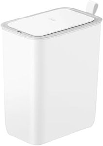 EKO Automatic Bathroom Trash Can with Lid, 2.11 Gallon Slim Smart Trashcan Self Seal, Touchless Motion-Sensor Bin (White)