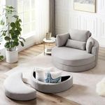 PREMIUM CART Barrel Chair Accent Sofa with Pillows Round Sofa Modern Oversize Arm Chair with Storage Cozy Club Chair for Bedroom, Living Room, Lounge, Hotel & Office Sofa