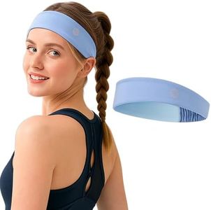 Women's Fashion Double Color Sports Headband Quick-Drying Cooling Sweatband Moisture Wicking Non Slip Exercise Sweat Band for Women Workout Running Tennis Yoga Fitness