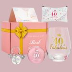 JOONYOEE 40th Birthday Gifts for Her Women, Personalised Stemless Wine Glass Gifts Set, Ideas Present Keepsake for 40 Years Old Girls Sister Daughter Ladies Friends Happy Birthday Decorations