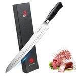 TUO Slicing Knife - 12 inch Long Carving Knife Granton Edge Professional Slicer Meat Knife Brisket Knife, German Stainless Super Steel, Pakkawood Handle Gift Box, Fiery Phoenix Series - Black