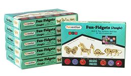 Funvention Fun Fidgets - Jungle - (Pack of 6) Set of 4 DIY Miniature Mechanical Models (Lion, Unicorn, Dino & Butterfly) - STEM Learning 3D Puzzle Kit Birthday Return Gifts