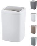 WK Barcelona Square Small Swing Waste/Bathroom/Cosmetics/Table Top Metal Bin (White, 3LTR)