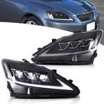 VLAND LED Headlights compatible with IS250 IS350 IS220d 2006-2012, w/Sequential indicator, Driver & Passenger Side for RHD - clear reflector