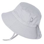 Jan & Jul Summer Bucket Hat for Toddler Kids, Adjustable (L: 2-5T, Grey)