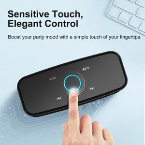 DOSS SoundBox Touch Bluetooth Speaker – 12W HD Bass, IPX5 Waterproof, 20H Playtime, Black
