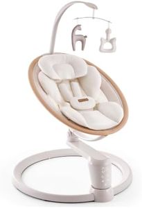 HARPPA Weddell Signature Baby Electric Swing for Newborns and Infants, Elevated Eye-Level Seat, 180° Rotation with Dual Motion, 5-Point Harness, 5 Speeds & Remote Control, Beige