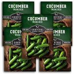 5 Packs Muncher Cucumber Seed for Planting - Packet with Instructions to Grow Burpless Slicing Cucumbers in Your Home Vegetable Garden - Non-GMO Heirloom Variety - Survival Garden Seeds