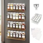 KitHero Magnetic Spice Rack Organizer with 24 Jars, 216 Labels, 1 Steel Funnel for Refrigerator，Microwave Oven - Full Set of Seasoning Organizer