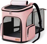 Lekereise Pet Carrier Backpack Expandable Cat Backpack Carrier for Small Dogs Large Cats Puppies, Dog Backpack Carrier for Hiking Travel Outdoor Hold Pets Up to 20 25 Lbs, Pink XX-Large BP-21059