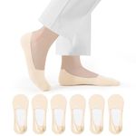 Closemate Womens No Show Socks for Men Non Slip Thin Low Cut Hidden Invisible Socks for Loafer Flat Boat Liner(6Nude, Size S)