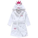 Boys Girls Plush Bathrobe Hoodie Toddler Kids Unisex Cartoon Animal Flannel 𝐑obe 𝐒leepwear (Beige-D, 2-3 Years)