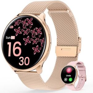 RifePhi 2024 SmartWatch Women's with Phone Function, Round 1.39 Inch Full Touch HD Screen Watch with SpO2/Menstrual Cycle/Sleep Monitor/IP68 Waterproof/Fitness Tracker/for iOS & Android (Rose Gold)