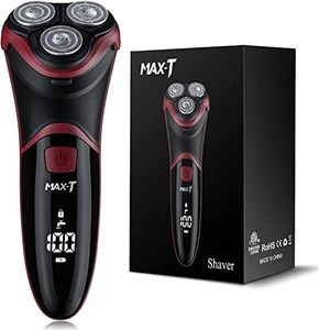 MAX-T Men's Electric Shaver,Rotary Razors for Men Cordless Rechargeable, Wet and Dry Pop-up Trimmer IPX7 Waterproof with LCD Display Travel Lock, Father Gifts Men