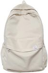 YFGBCX Cute Aesthetic Backpack for School College Student Solid Color Backpack Classic Backpack School Bookbag for Women, Beige, 16.93x11.42x5.12in