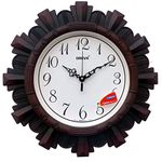 Oreva Plastic Wooden Look Designer Abstract Wall Clock (32 x 32 x 4 cm, Cola, AQ 6217)